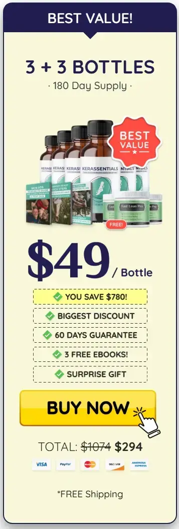 Kerassentials 6 Bottles Best Value 180-Day Supply Offer